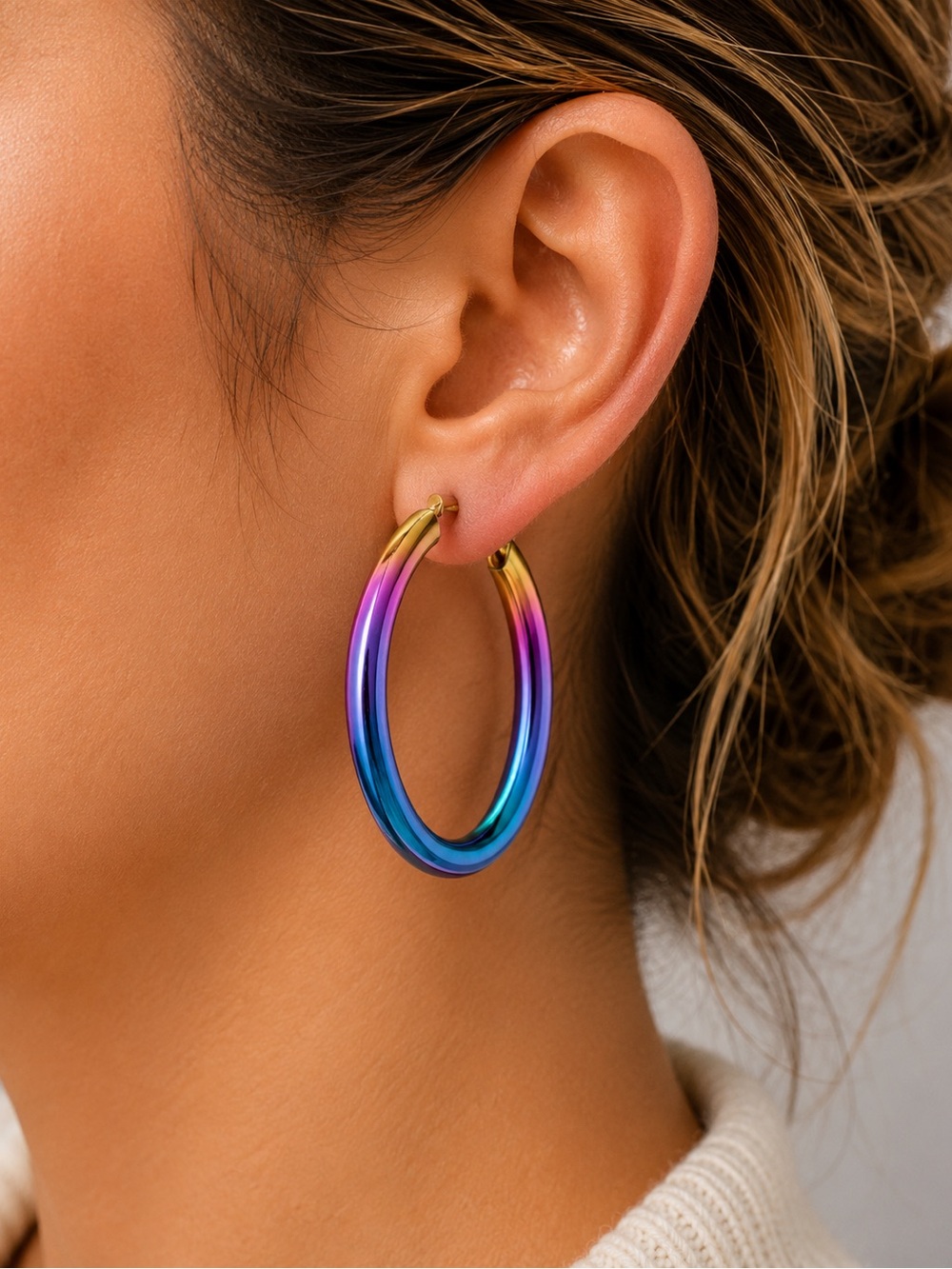 Stepanie Gottlieb Rainbow Tube Hoop Earrings